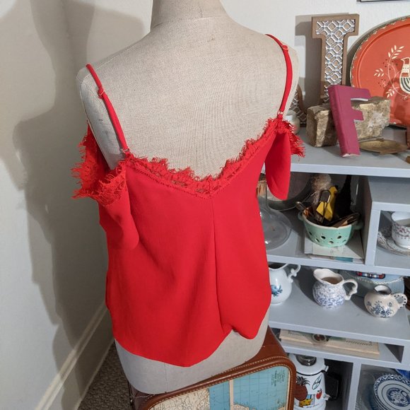 Red Cold Shoulder Top - Picture 3 of 4